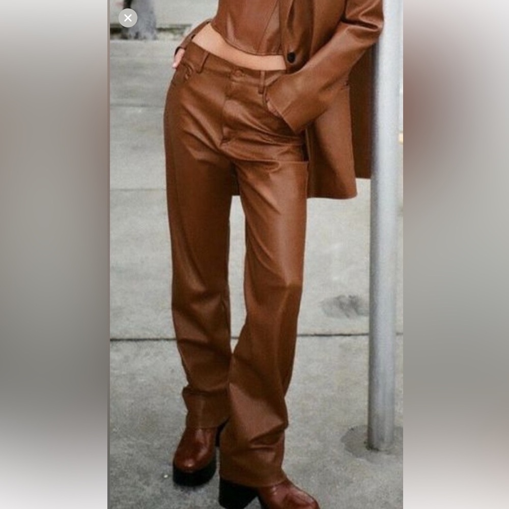 Zara Brown Faux Leather Pants